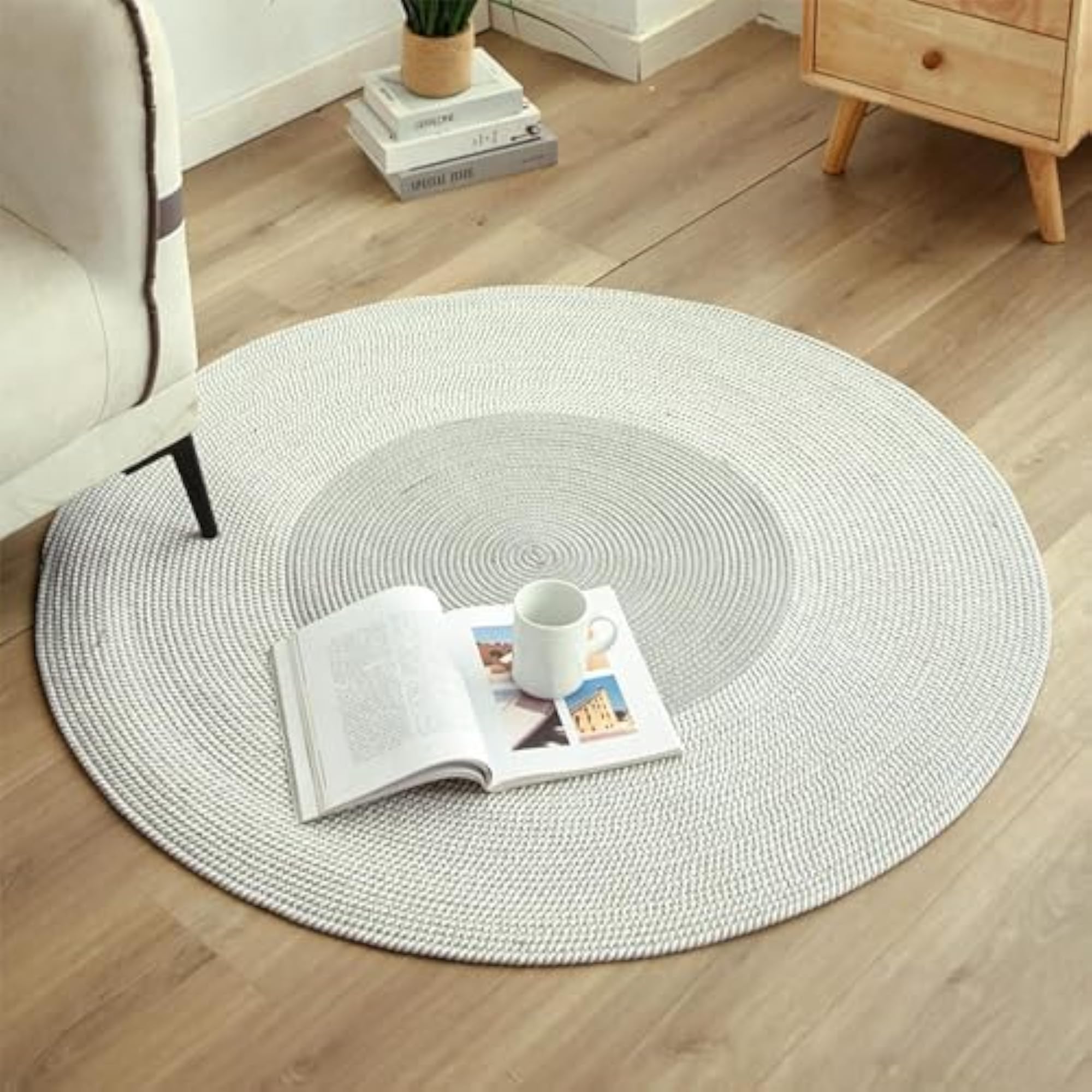 Classic Natural Hand Woven Area Rug, Cotton and Linen