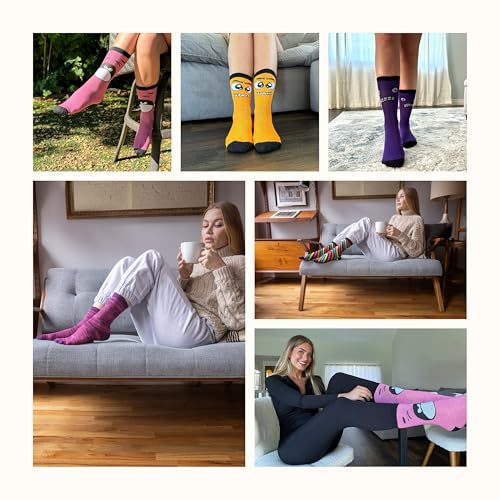 Tipi Toe Women's 12 Pairs Lightweight Colorful Patterned Crew Socks4