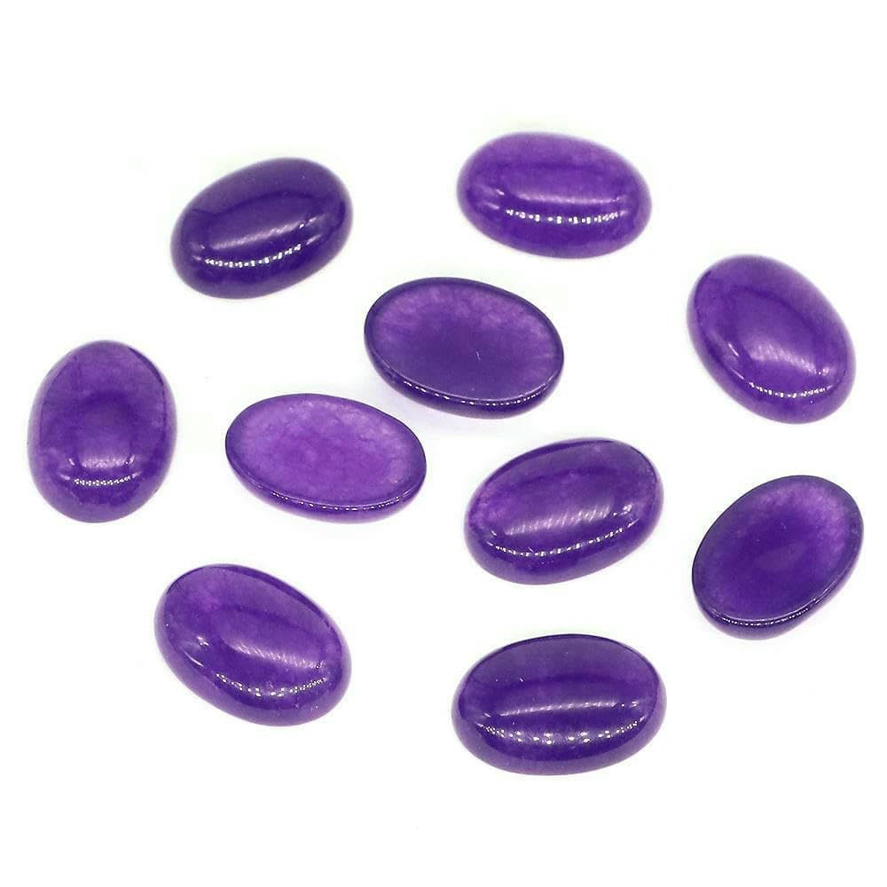 Lote de 5 cuentas de cabujón ovaladas de piedra, piedras preciosas de cristal natural, espaciadores de camafeo con parte trasera plana para hacer joyas, pendientes, colgantes y collares, jade morado