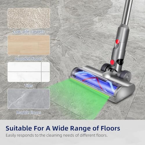 Bürste für Dyson V12 Detect Slim V10 Digital Slim Staubsauger, Zubehör Bodenbürste mit LED-Leuchten, Ersatzteile Ersatzbürste mit Direktantrieb, Aufsatz mit Schnellspanner für Hartboden und Teppiche