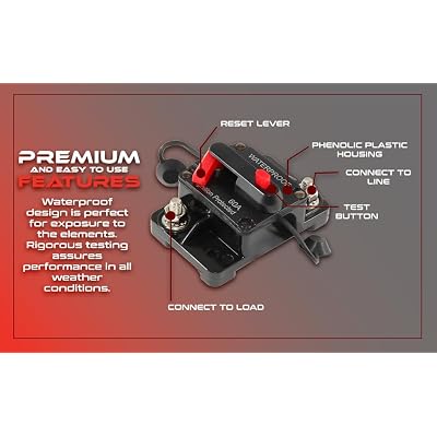 60Amp Circuit Breaker for Boat Trolling Motor Marine ATV Trailer Vehicles Battery Charger Golf Cart Solar System Inline Fuse with Manual Reset Switch Waterproof DC 12V-48V IP67