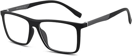 GUDVUE Gafas de luz azul para hombre, gafas rectangulares para computadora y juegos, NegroPlomizo