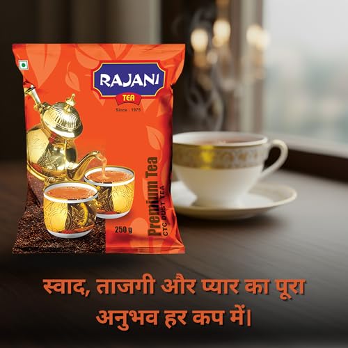 Image of RAJANI Premium Dust Tea Powder (500gm), Organic Kadak Chai Patti From The Fields Of Assam With Strong & Refreshing Aroma, Long Traditional Chai, No Flavors Added, CTC Process Black Tea