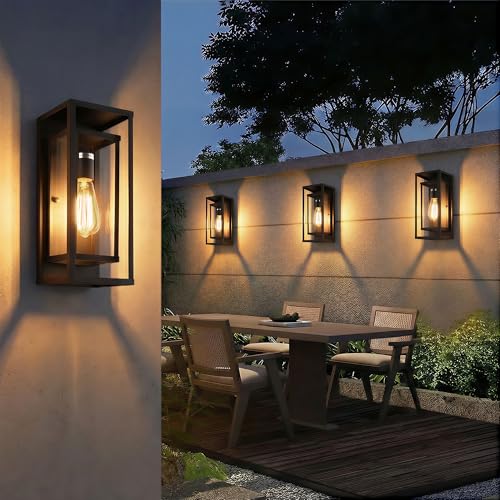 Image of mirrea 14 inch Modern Outdoor Porch Wall Light, Matte Black, 4 Pack