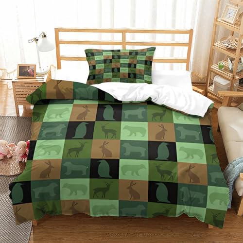 Housse de couette patchwork d'animaux 3D microfibre avec zip