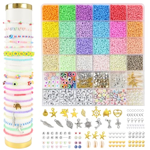 8300pcs Kit per Fare Braccialetti, Set di Perline per Bracciali Fai Da Te Creazione di Gioielli Ragazza e Collane con Lettere, Kit di Gioielli Creativi, Regali per Ragazze per Fare Braccialetti