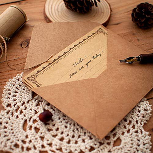 Ofnmy 5 Sets Of Vintage Stationary Paper + Envelopes, Writing Stationery Paper Letter Set - 20 Sheets Of Vintage Letter Papers, 10 Envelopes, 10 Hemp Ropes, 10 Classic Key, 10 Sealing Stickers #TOP3