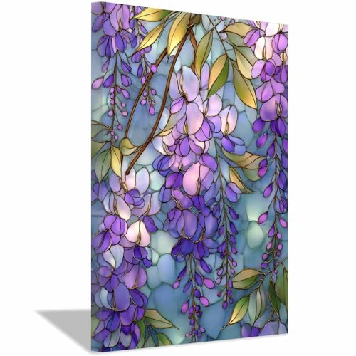 Impression sur toile vitrail glycine multicolore de haute qualité