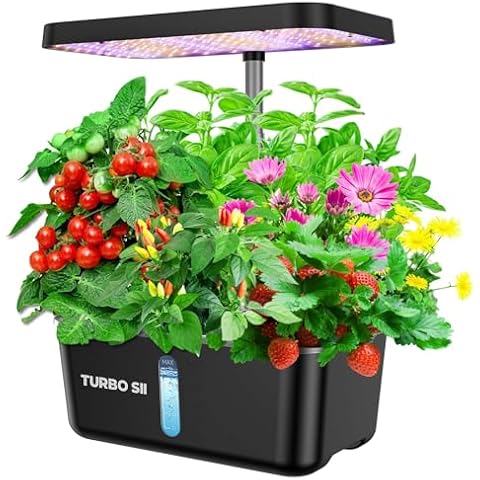 TURBO SII Hydroponics Growing System, 8 Pods Indoor Hydroponic Herb Garden with LED Grow Light, Plants Growing Kit with Quiet Water Pump, Height Adjustable to 18 inch, Gardening Gifts Home Decor Cover