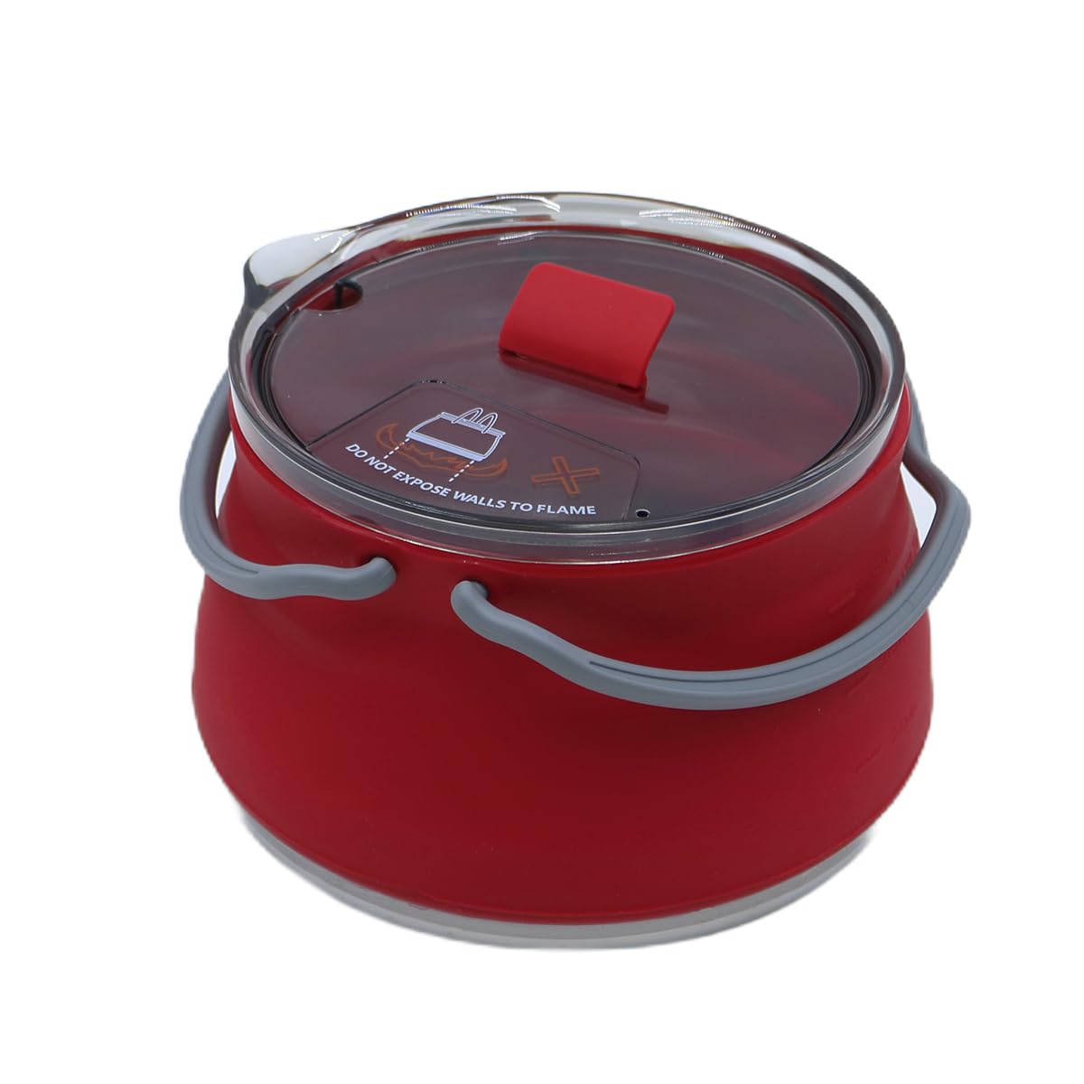 Ludom Foldable Saucepan Outdoor Camping Portable Collapsible Silicone Cookware Boiling Water Steamer with Lid 1 Litre (Red)