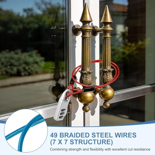 Cable de seguridad de 0.1" con candado combinado y doble bucle para maletas de viaje 4