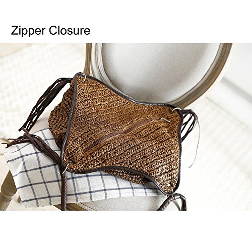Women Straw Shoulder Bag Summer Beach Bag Tassels Tote Bag Cotton Lining Top Handle Shopper Handbag Bucket Bag2