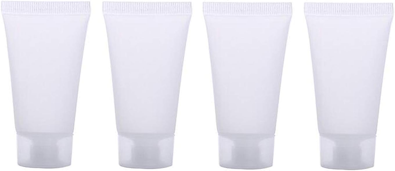 Mose Cafolo ~ 100pcs 30ml (1.01oz) Empty Cosmetic Tubes Toiletry Lotion Bottle with Screw Cover. Smooth, Polish White Plastic with Free Syringe as Gift!