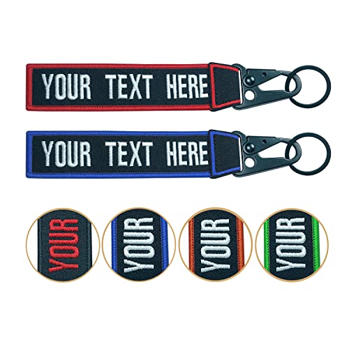 Personalized keychain, Custom Name Number Key Tags, Embroiderey keychain for Outdoor Hiking Climbing,Backpacks,Motorcycle (COLOR 1)