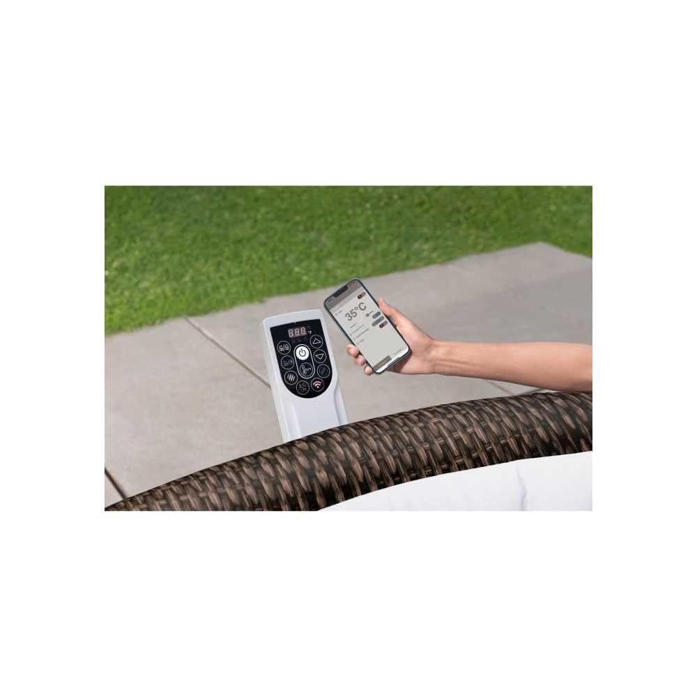 85"x28"/2.16mx71cm Bali MaxHold EnergySense UltraFit Smart AirJet 7 Rond en rotin Marron