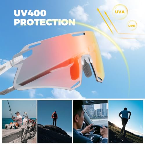 Image of ROCKBROS Photochromic Cycling Sunglasses UV Protection Bike Sport Pink | Auto-Color Lens, TR90 Frame 22g Ultra-Light, Built-in Myopia Frame, UV400 Protection, Adjustable Nose Pad