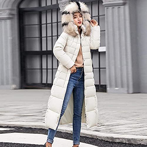 Shusuen  Women's Warm Winter Coat Velvet Puffer Jacket Quilted Faux Fur Hood Slim Long Knee-High Down Coat With Belt #TOP1