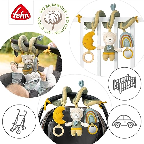 Fehn Activity Spirale Bär – Kinderwagen Spielzeug zum Fühlen und Greifen – Babyspielzeug für Bett, Laufstall, Babyschale und Autositz – Motorikspielzeug für Babys und Kleinkinder ab 0+ Monaten