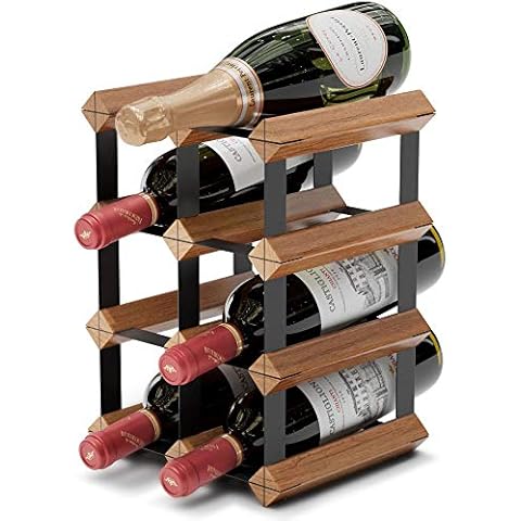 Countertop Wine Rack - 6 Bottle Wine Holder w/ 2 Extra Slots - No Assembly Required - Small Wine Racks Countertop - Small Wine Rack Countertop - Metal Wine Rack - Wine Bottle Rack - Tabletop Wine Rack Cover
