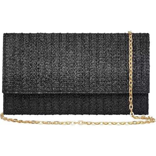 Pochette en raphia tissé pour femme, sac de soirée chic fait main