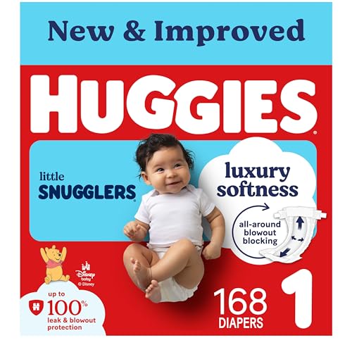 Image of Huggies Size 1 Diapers, Little Snugglers Baby Diapers, Size 1 (8-14 lbs), 168 Count, Packaging May Vary