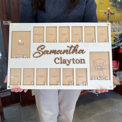 V-DECORPARKS School Picture Frame Pre-k to 12 | School Years Picture Frame K-12 Personalized Wooden Grades Pre-k-12 & Collage Graduation Photo Frames 14 Photos