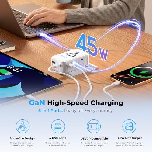 SKRSAN Aura 45W Ultra-Slim Universal Charger 6-in-1 for 200+ Countries - image 5