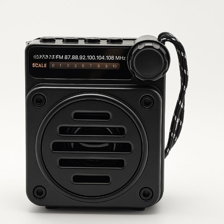 Image of Fire Turtle Pocket Blast FM Radio with Bluetooth Speaker with Powerful Sound,FM Recording, Antenna, 6w-12 Hours (USB Charging) and Number Pad (AUX, SD Card, USB Input) (Mini Retro Black)