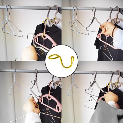 CZAKOMIX 40 Stück Kleiderschrank Organizer, Kleiderbügel Verbindungshaken, Platzsparende Kleiderbügel aus Edelstahl, für Kleiderbügel Verbindung, Kleiderbügel Platzsparend(Gold)