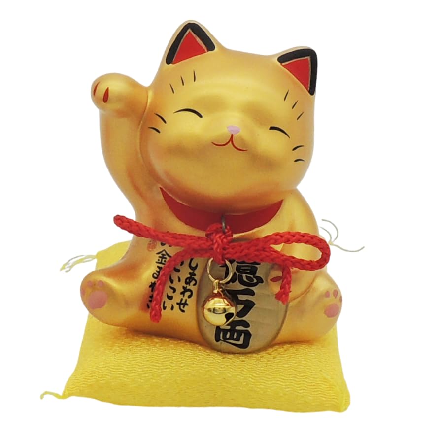 Cat Shop Money Lucky Cat Feng Shui Seat with Cushion, Lucky Cat Figurine, Good Luck, Luck, Promotes Money, Prosperity, Business Mini, Palm Size, Opening Celebration, Housewarming, Feng Shui Item, Fina