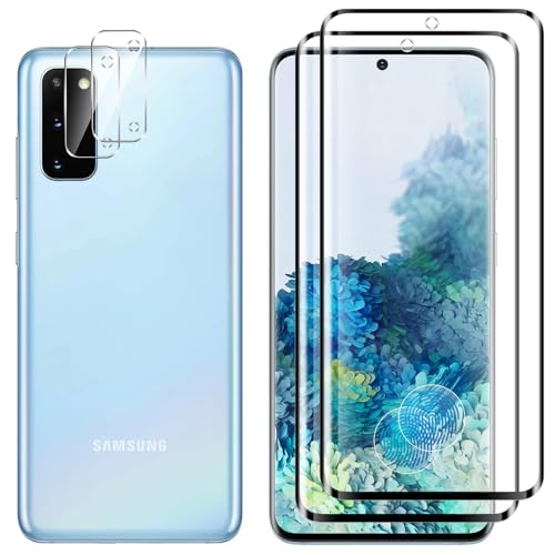Kokio Verre Trempé pour Samsung Galaxy S20, 2 Pièces Protection écran Film et 2 Pièces Caméra Arrière Protecteur, Anti-Rayures Vitre Protection, 9H...