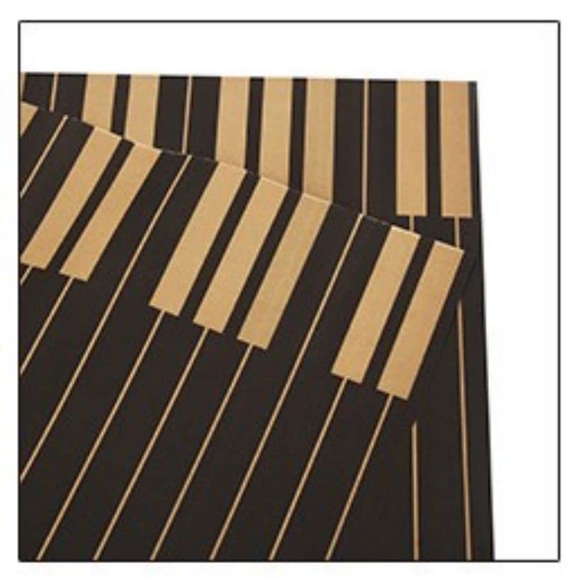 Image of Oasis Cellophane Sheets For Multipurpose Gift-Hamper Packaging 58x58cm, 20 Sheets, 50 Microns Flower Wrapping Black & Gold Piano Key Print Sheet