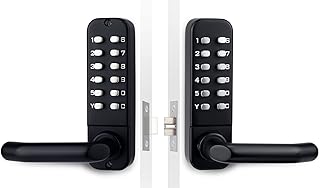 CODACE Keyless Entry Door Lock with Keypad Door Knob, Double Sided Keypads Door Lock with Handle, Digital Code Combination Door Lock, Mechanical Gate Lock for Outdoor Fences, Front Door, Not Deadbolt