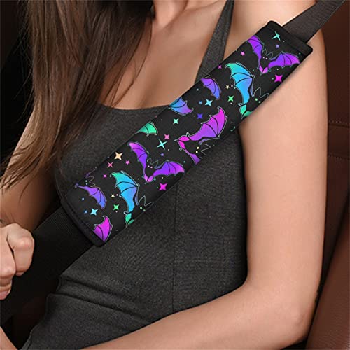 Bulopur Colorful Automobile Bats Seat Belt Pads For Adults Children Youth 2 Set, Starry Night Comfort Car Seat Belt, Multicolor Shoulder Bag Cover For Backpack #TOP2