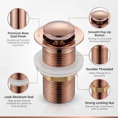 Image of InArt Waste Coupling for Wash Basin /Pure SS 5 inch Drain Out let System Full Thread Half-Cap Pop up Coupling for Wash Basin Accessories (Rose Gold - Pack of 1)