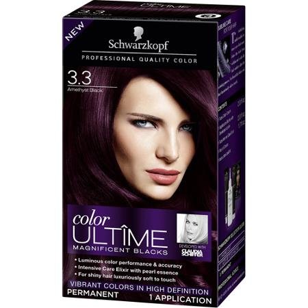 Schwarzkopf Color Ultime Magnificent Blacks Hair Coloring Kit, 3.3 Amethyst Black (Pack of 2)