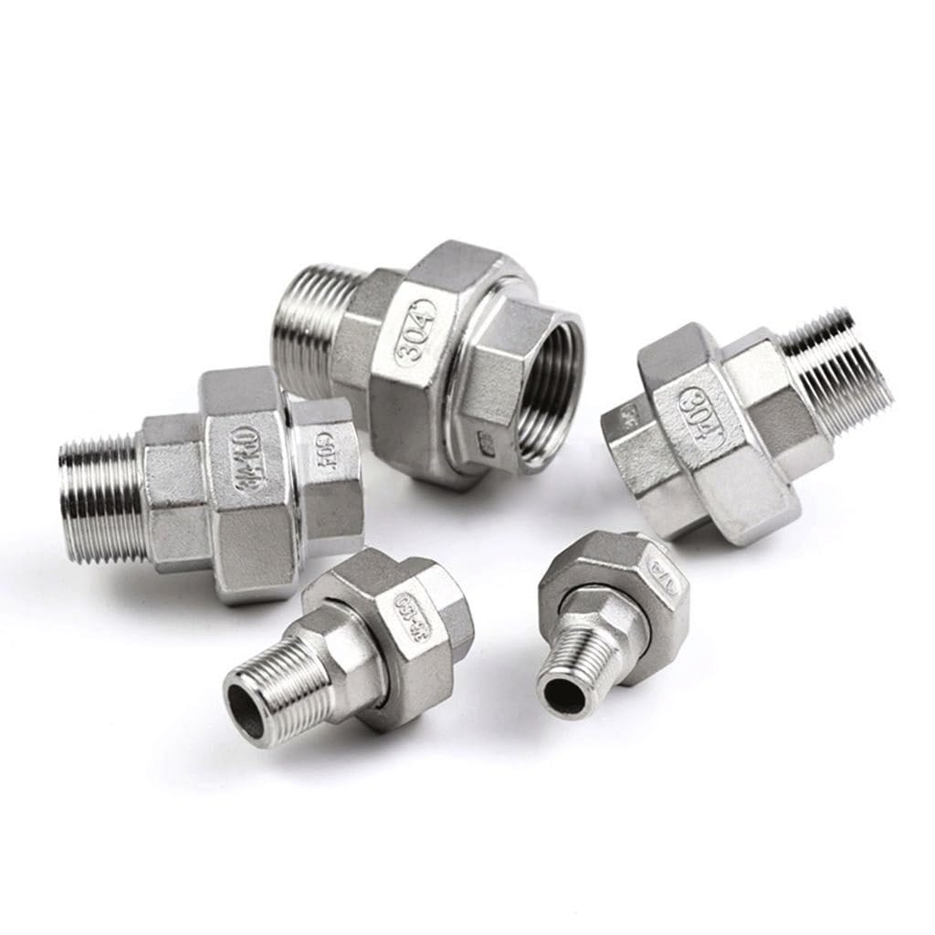 1 Stück 304 Edelstahl Innengewinde auf Außengewinde Union Pipe Fitting Connector Adapter for DIY Schlauchverbindungen(1.5Inch)