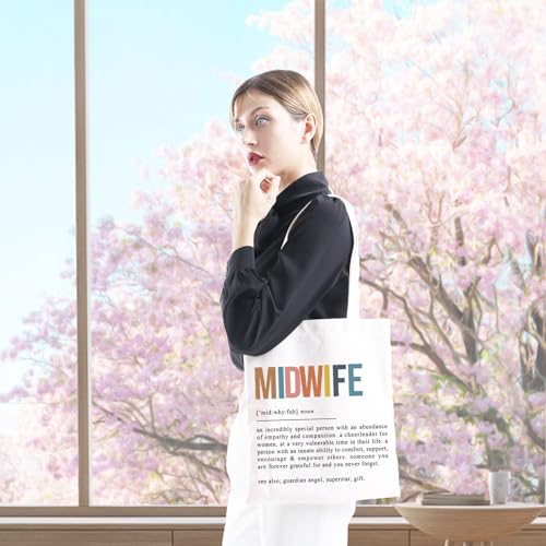 GJTIM Midwife Gift Doula Gift OBGYN Doula Thank You Gift Midwife Definition Tote Bag Labor and Delivery Nurse Shopping Bag (Midwife Tote)4