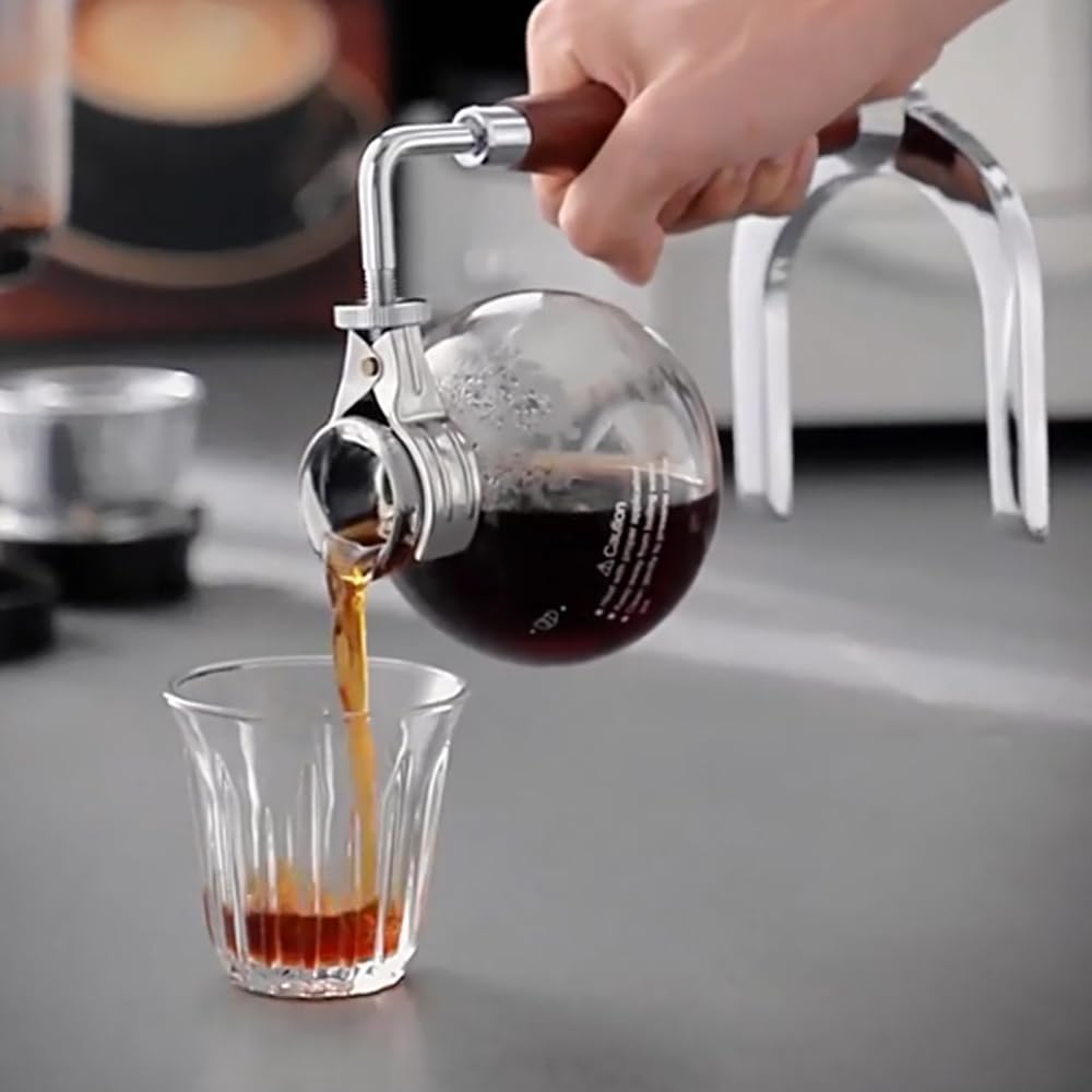 Cafetera de sifón rústico con mango de madera de 5 tazas