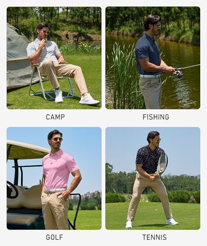 Image of ZITY Mens Golf Polo Shirts Short Sleeve UPF 50+ Performance Moisture Wicking Print Pattern Casual Collared Golf Shirt for Men