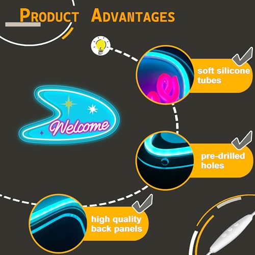 Image of Allball Mid Century Modern Boomerang Neon Sign, USB Powered Dimmable LED Neon Light, for Welcome Sign for Party Entrance Business Event Venue Reception Lighting, Gifts for New Business Owners(15.7*9)