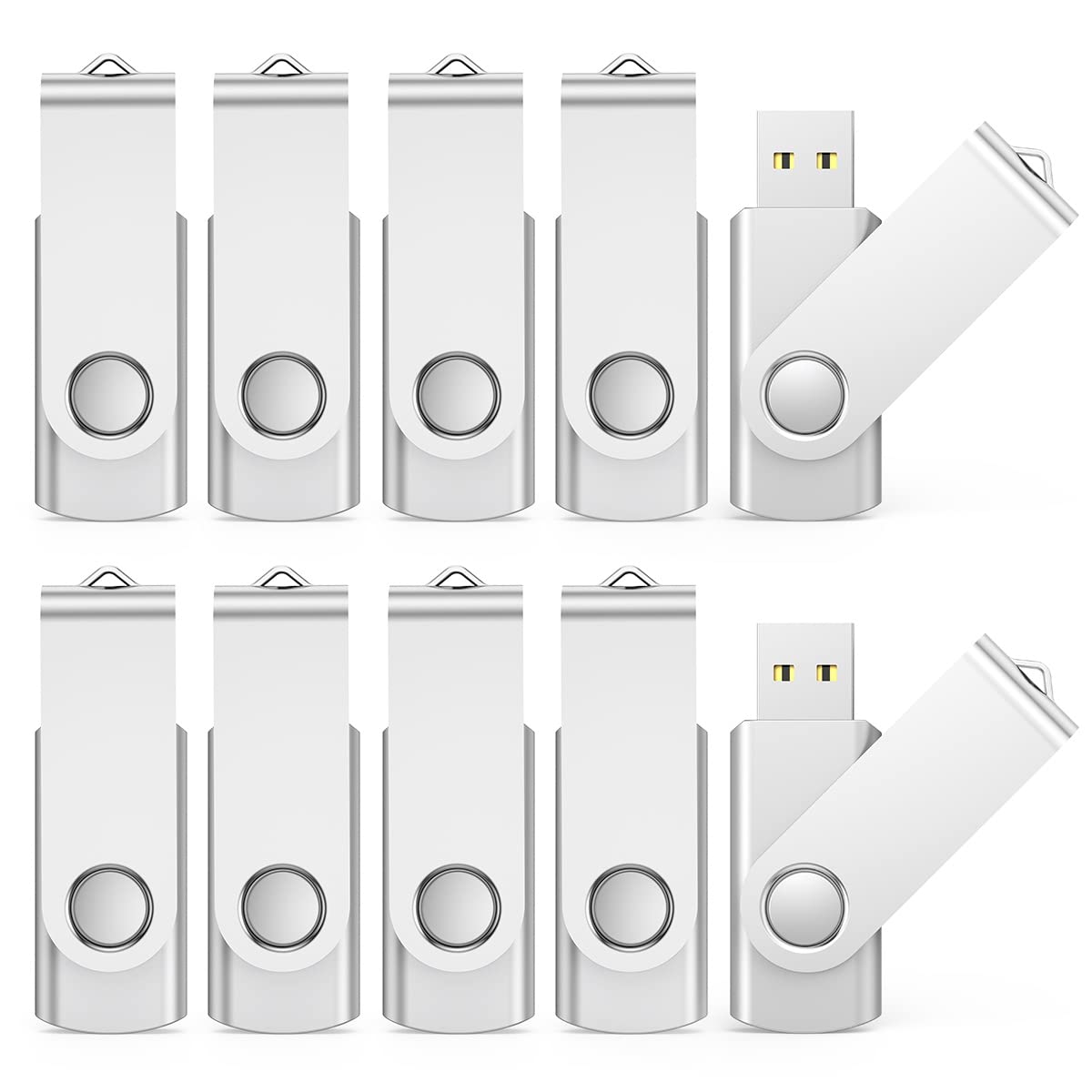 RAOYI 10pcs 8GB 8G USB Flash Drive Swivel Design USB 2.0 Memory Stick Fold Storage Thumb Stick Pen Silver