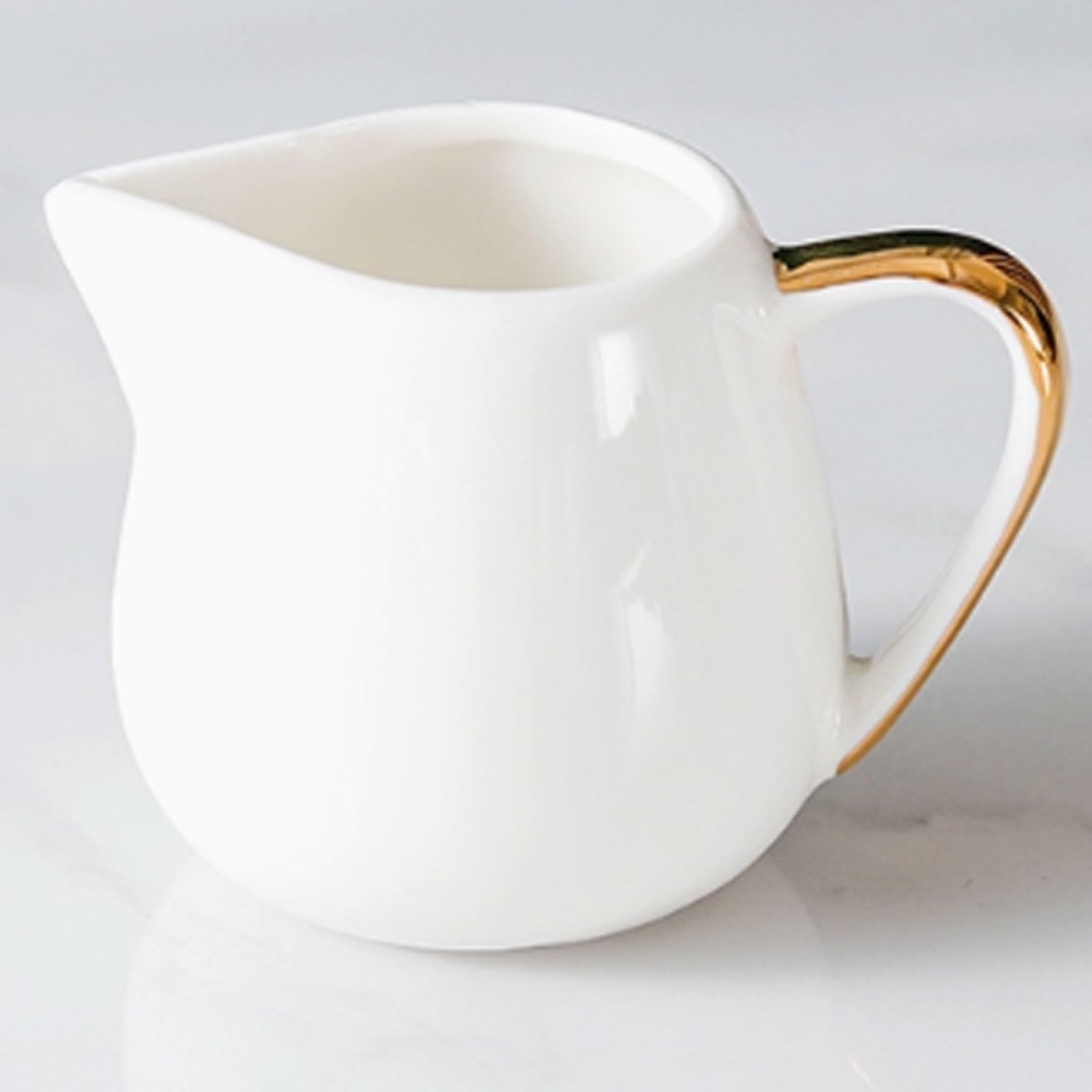 MRKU Pot à Lait, saucière, Tasse à Eau, pichet, Distributeur de crème et de café, sucrier, en céramique avec liseré doré, élégant, Couleur Miel, Bec verseur Anti-Goutte