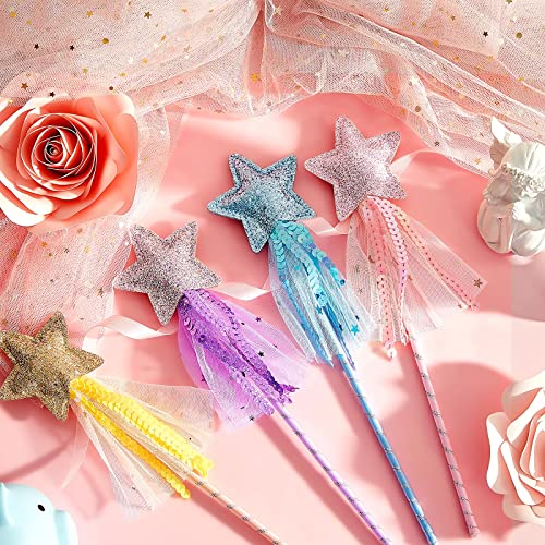 image for Honoson 24 Pcs Glitter Star Magic Wand Princess Wand Fairy Angel Star 