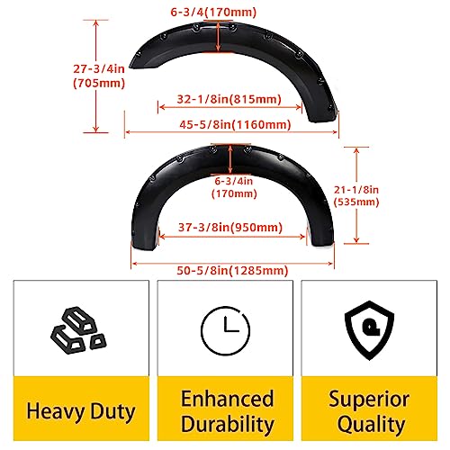7Blacksmiths 4 Pc Wheel Fender Flares Pocket Bolt-Riveted Style Fits Ford 1999-2007 F250 F350 F250 F350 Super Duty With Hardware Kit Replacement For Rx311T Front Rear For Truck #TOP3