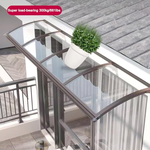 Auvent extérieur en polycarbonate transparent avec structure aluminium solide