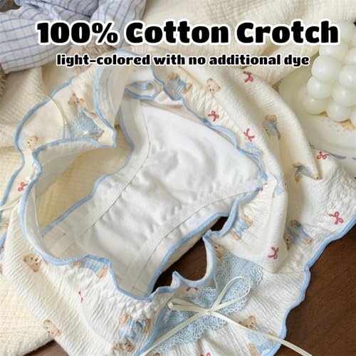 Cute Bow Bear Panties for Teen Girls Age 14-18 Kawaii Anime Cartoon Ruffled Trim Briefs Cotton Underwear 4 Pack2