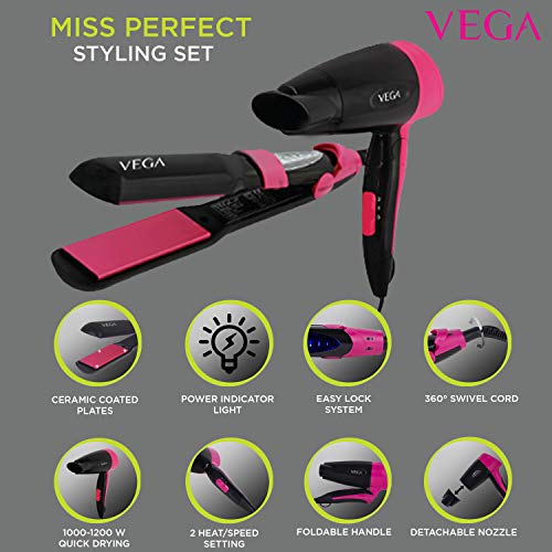 VEGA-Miss-Perfect-Styling-Set-Hair-Dryer-And-Straightener-Combo-VHSS-01-Black VEGA Miss Perfect Styling Set - Hair Dryer And Straightener Combo (VHSS-01), Black