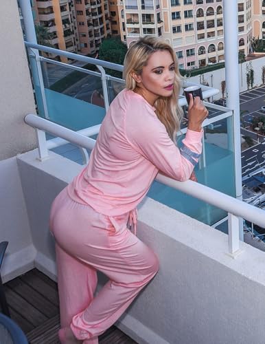 Image of Ekouaer Sweatsuits Womens Loungewear Set Tracksuit Long Sleeve Pajamas Set with Pockets 2 Piece Outfits Lounge Sets
