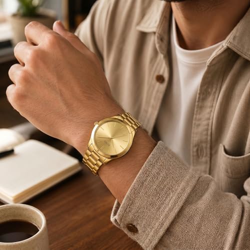 Image of BUREI Men's Wrist Watch, Analog Stainless Steel Dress Waterproof Quartz Watch for Men with Japanese Movement,Refined Gifts for Men, Boyfriend, Husband, Dad
